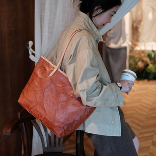 葱木 小众植鞣皮女包 大容量通勤托特包硬挺立体2025新款单肩包