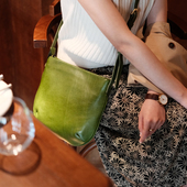 葱木 小众复古日系包 质感通勤森系小挎包软真皮单肩水桶包女斜挎