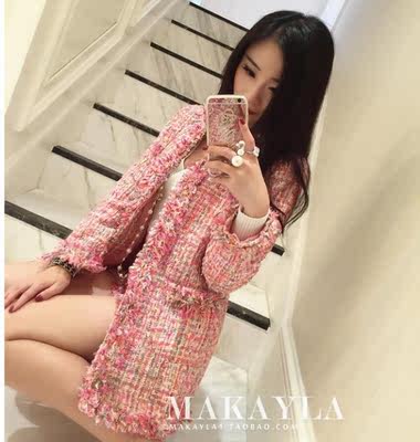 小香风羊毛呢大衣中长款名媛外套