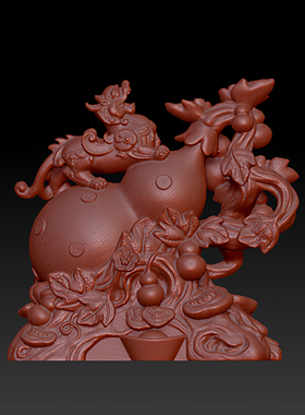 三维图 圆雕图 模型 3D STL 精雕 木雕 雕刻图H葫芦貔貅251122
