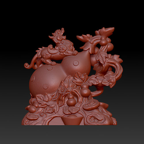 三维图 圆雕图 模型 3D STL 精雕 木雕 雕刻图H葫芦貔貅251122