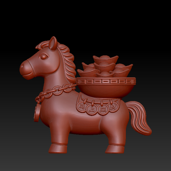 三维图 圆雕图 模型 3D STL 精雕 木雕 雕刻图F福运萌马251204