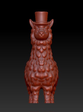 三维图 圆雕图 模型 3D STL 精雕图M帽子羊驼26410