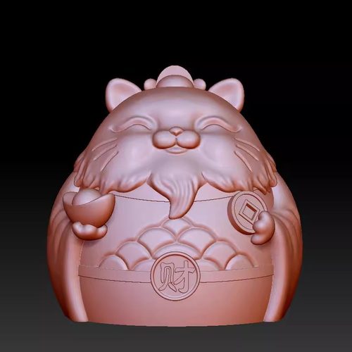 肥猫聚财 三维图 圆雕图 模型 3D STL 精雕 木雕25053141