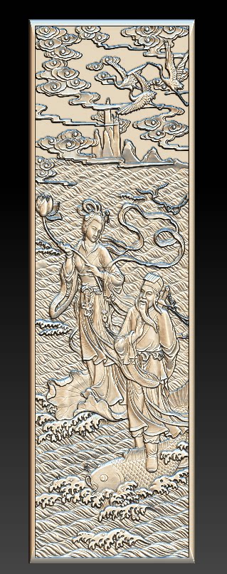 八仙过海  三维立体图 圆雕图 模型 3d stl 精雕 木雕 雕刻图