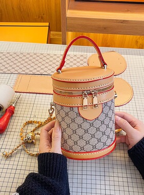 水桶包女包材料包手工包DIY秋季新款时尚复古简约单肩斜跨手提包.