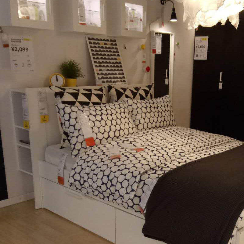 宜家百灵床架北欧现代简约超大双人收纳储物多功能家居床国内代购