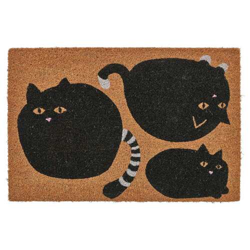 宜家国内代购瓦泰普 门垫，猫 黑色/自然色40x60 厘米 简约防滑