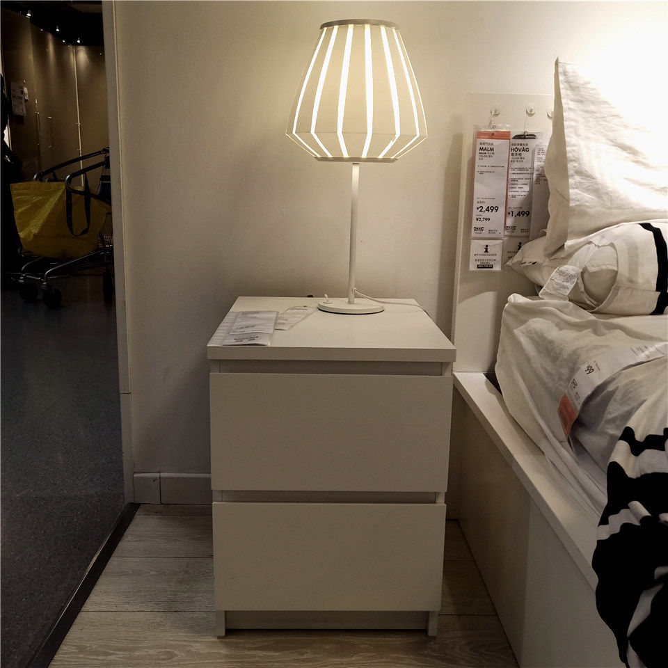 宜家国内代购简约现代床头柜组装柜卧室床边二斗柜简易储物抽屉柜