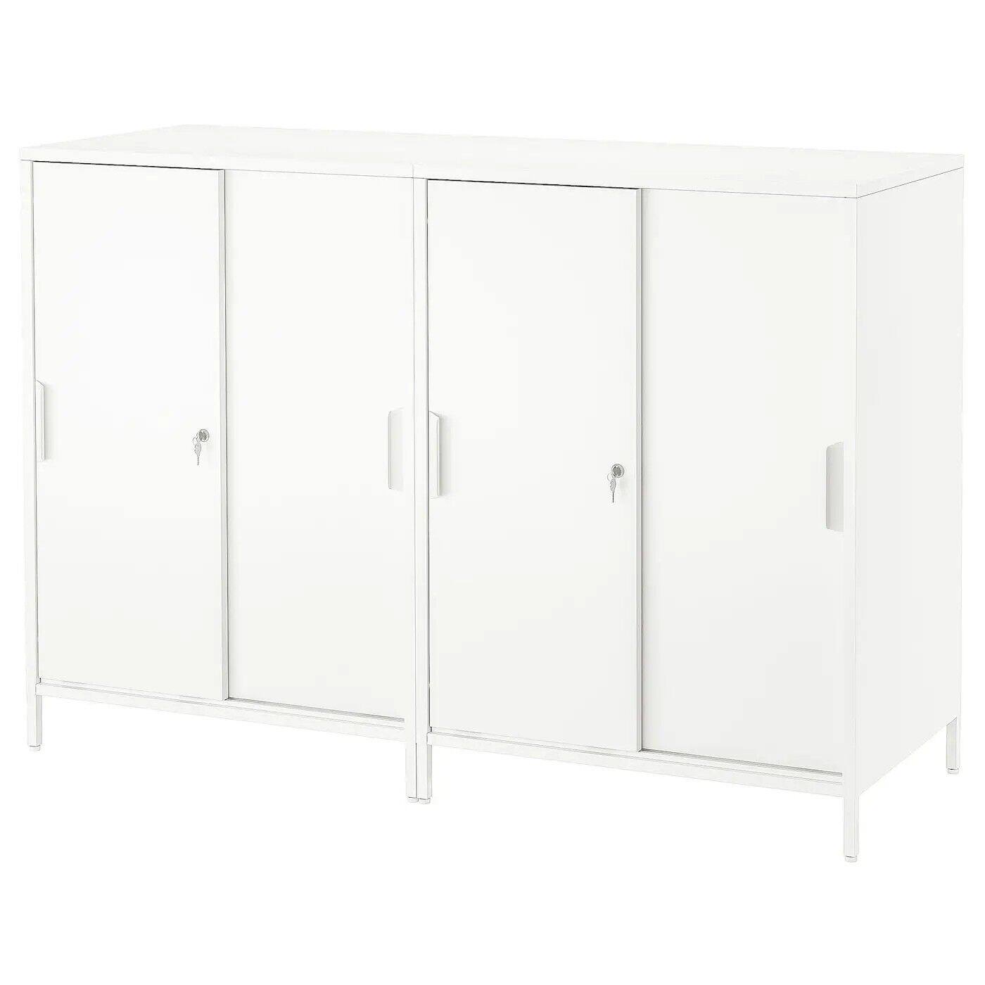 IKEA宜家特罗滕 推拉门柜子白色160x110厘米办公收纳柜文件柜书柜