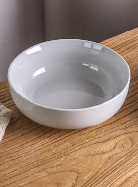 7英寸家用圆形汤面碗灰色沙拉碗餐厅配菜碗纯色碗凉菜碗陶瓷餐具
