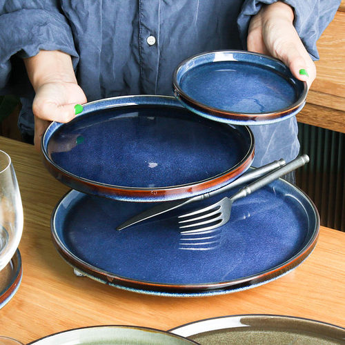 冰裂纹陶瓷西餐厅意面盘