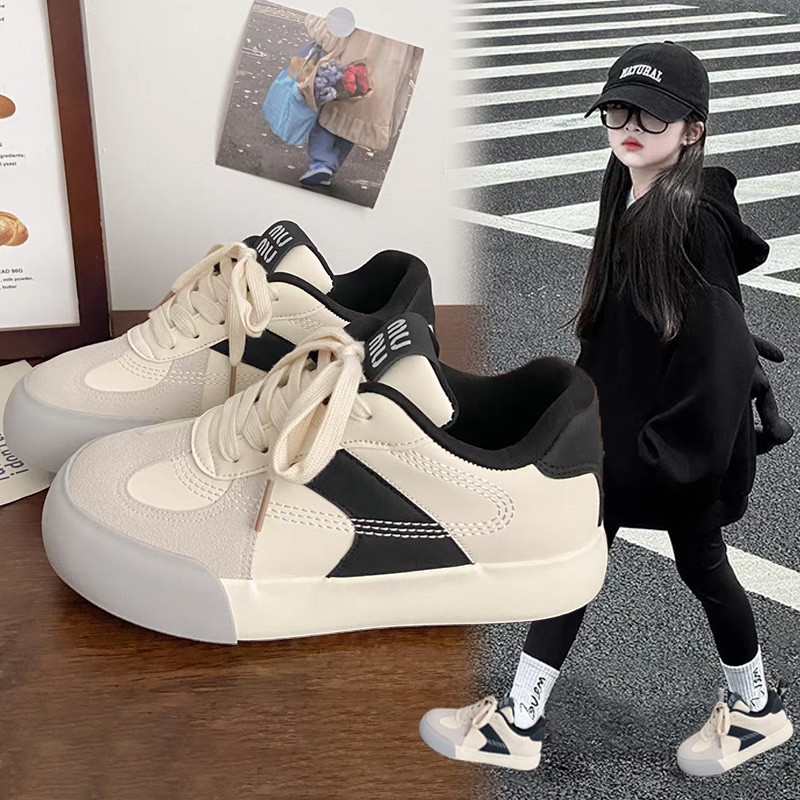女童板鞋2025新款秋季运动休闲平底板鞋学生轻便网红时尚百搭小白