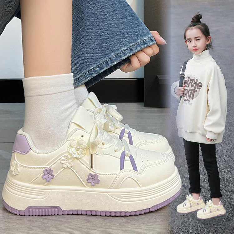 女童鞋子2026春季新款中大童板鞋春秋款儿童平底学生运动鞋小白鞋