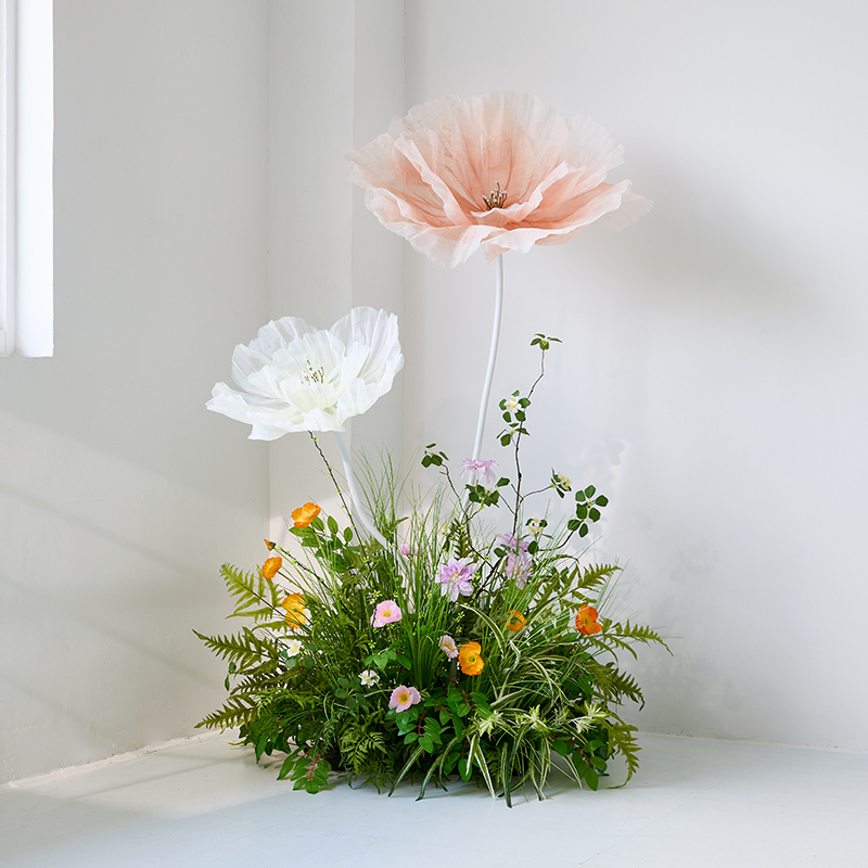 仿真花艺摆件地排挂花4s店交车仪式区展厅布置假花卉橱窗装饰造景