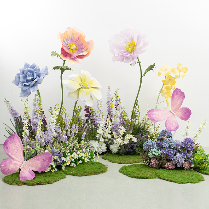 交车仪式布置仿真花4s店交车区花艺提车仪式装饰迎宾牌仿真花花球