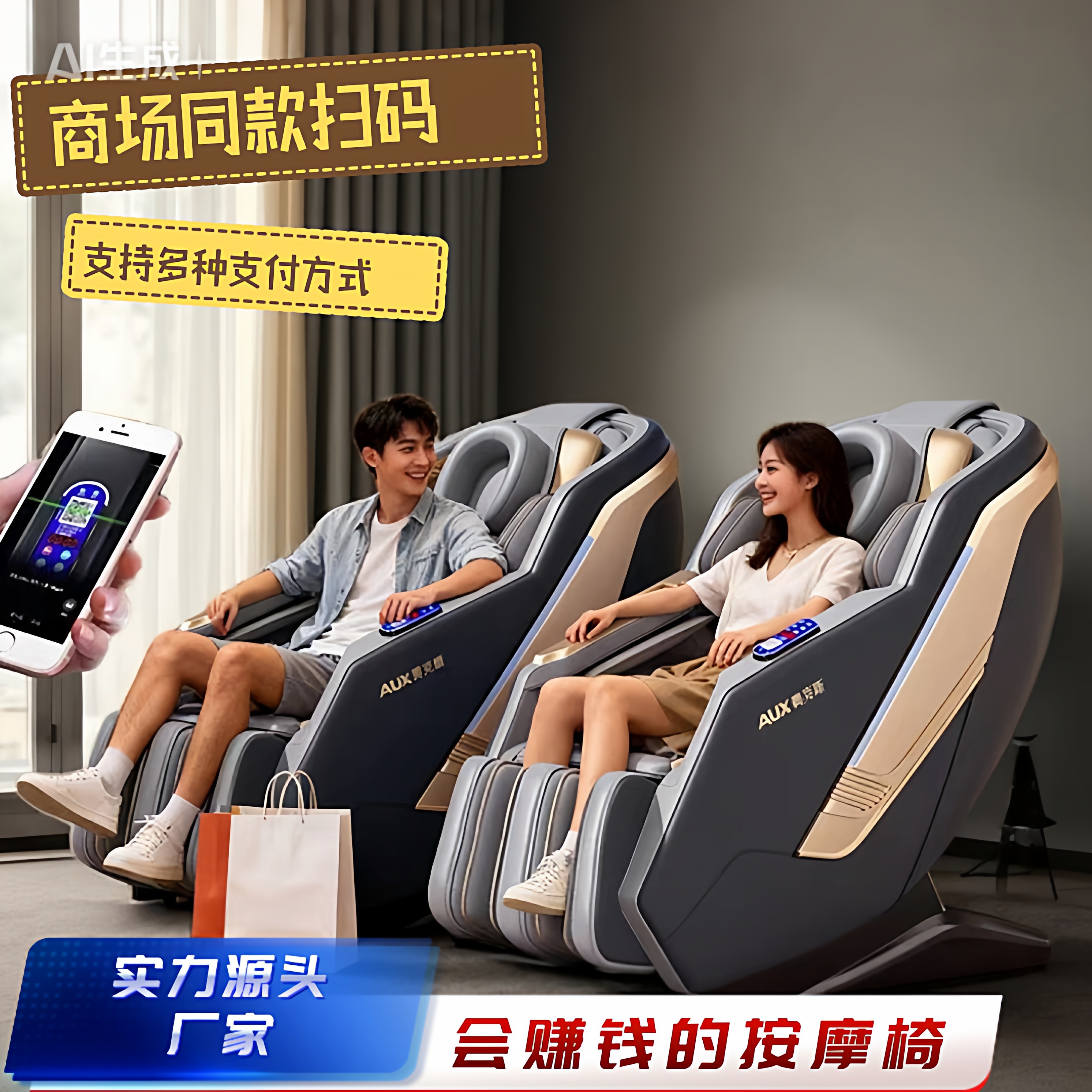 按摩椅商场扫码商用共享全自动同款新款智能电动收费投币支付沙发