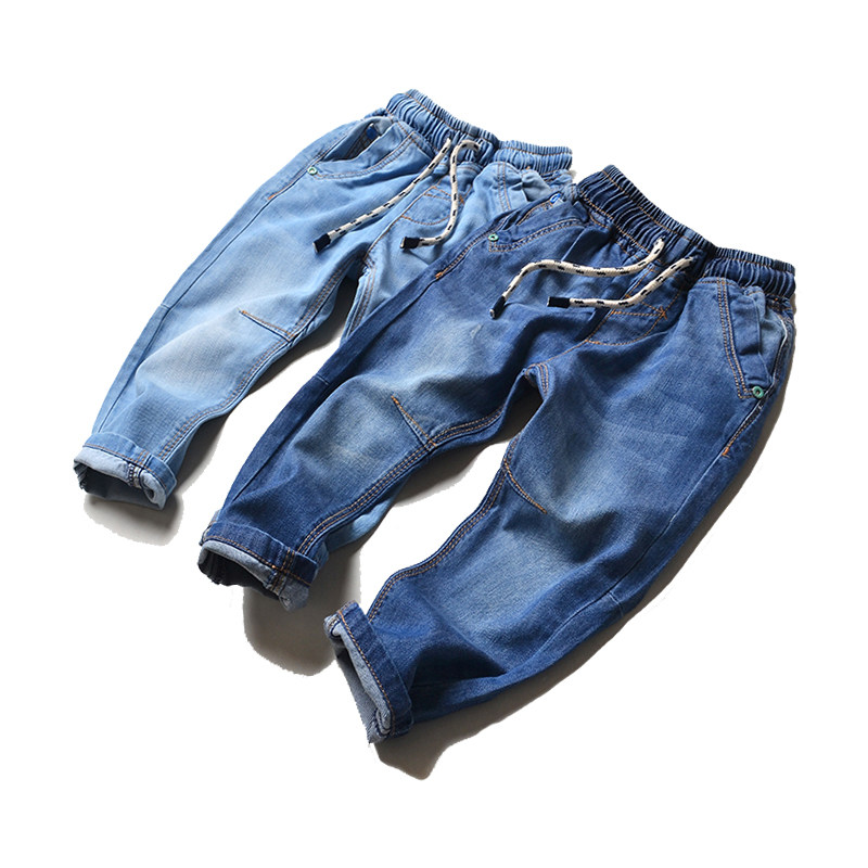 春秋浅蓝色休闲纯棉男童牛仔裤