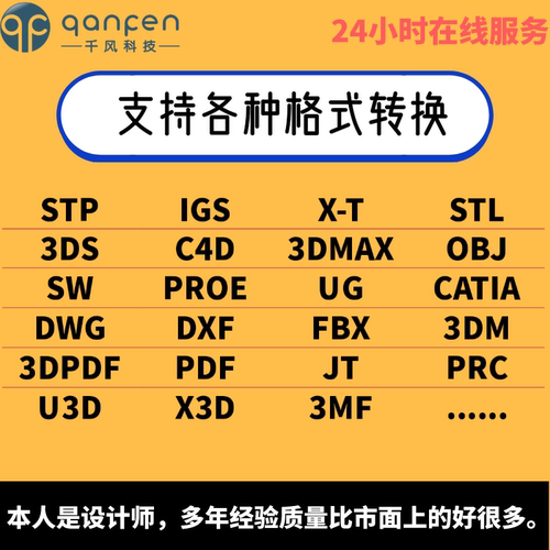 stp,igs,stl,obj,3dpdf,3ds,C4D,3DMAX,cad,dwg,OBJ,转2D格式转换