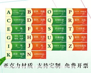 图书馆分类牌中分法读书室书本标签亚克力提示牌书本类目定制包邮