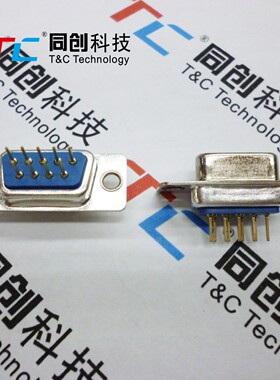 同创科技 电脑连接器 DP 9P 公座 180度 针 直插焊板 DB座 蓝色