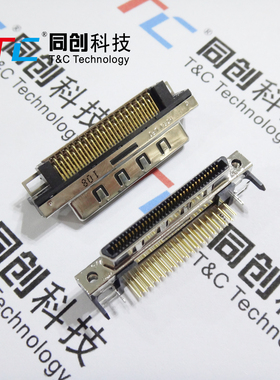 同创科技 进口 SCSI VHDCI 68P 焊板90度母座 单层板端母槽式CN型