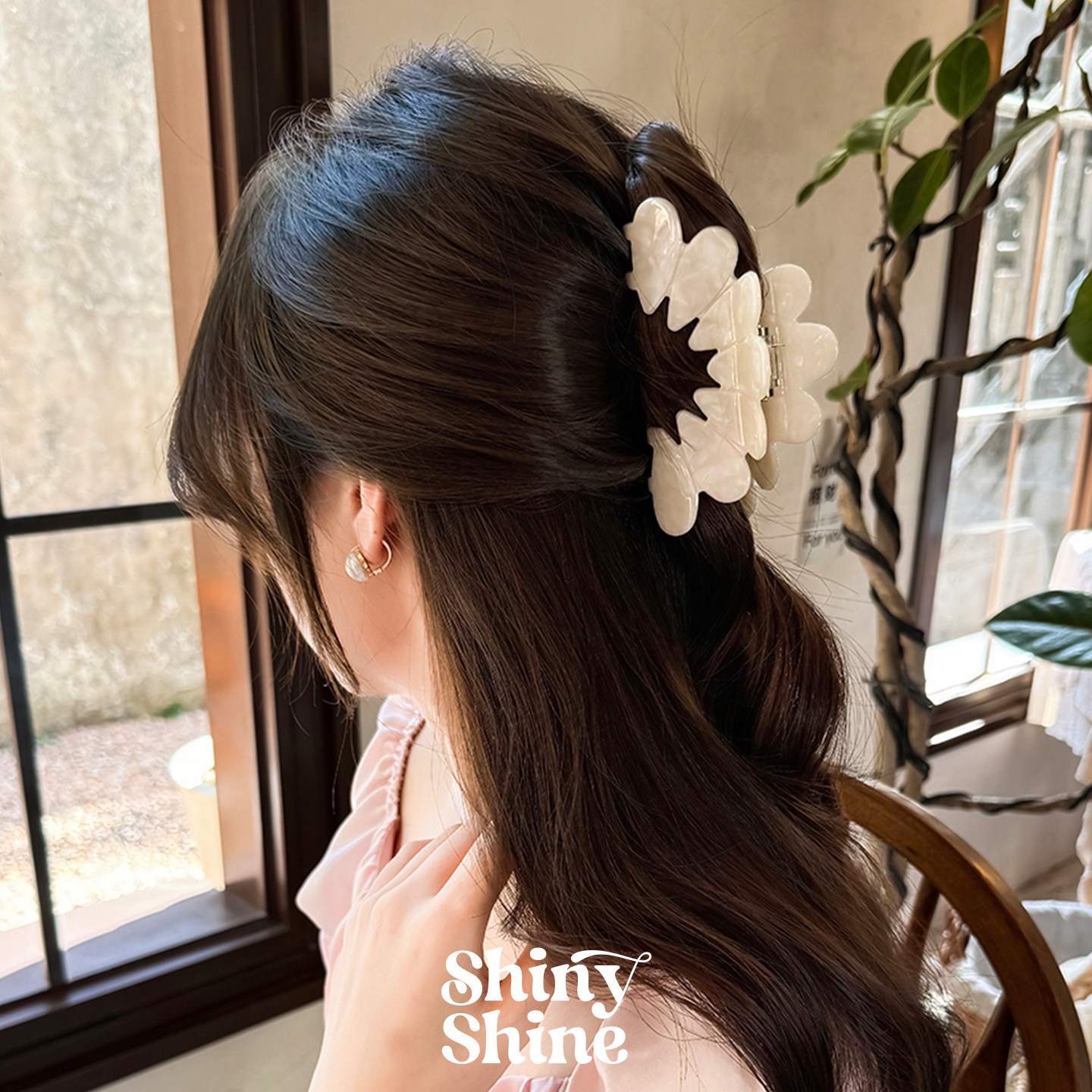 Shiny Shine韩系新款大花瓣抓夹高级感醋酸发夹女后脑勺发抓头饰