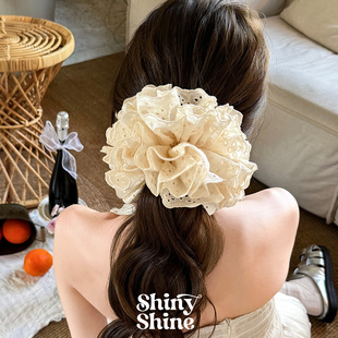 發(fā)飾 超仙發(fā)繩新款 ShinyShine明星同款 四層蕾絲發(fā)圈手工大腸圈法式