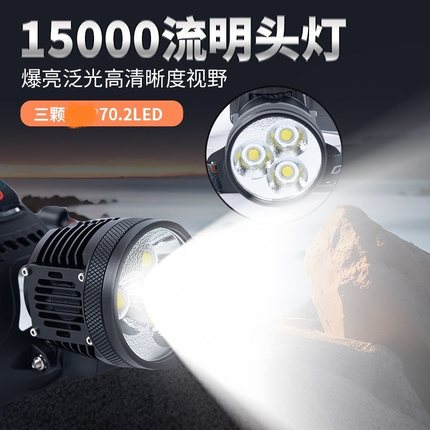电池盒款硕丽德M5 15000流明超强光头灯3节21700可换电池风扇散热