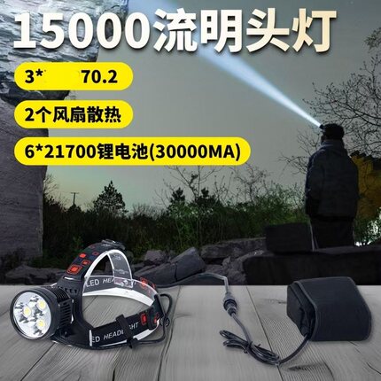 硕丽德m4超亮15000头灯自行车灯两用3*70.2 6节21700大功率