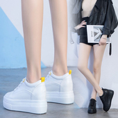 女2020春季 新款 真皮厚底增高8cm全皮休闲运动鞋 内增高小白鞋 女鞋