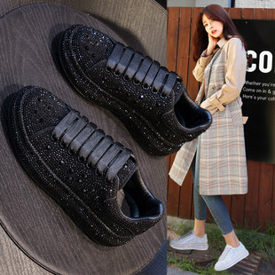 厚底满钻水钻加绒百搭高帮休闲鞋 潮牌小白鞋 新款 秋季 女2020爆款