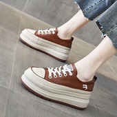 内增高女鞋 2024春秋新款 百搭厚底单鞋 网红爆款 ins潮休闲真皮板鞋