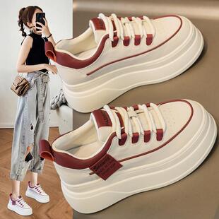 女鞋 百搭松糕厚底内增高休闲运动板鞋 2024秋季 爆款 新款 香港小白鞋