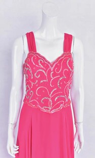 vintage古着真丝大摆钉珠礼服连衣裙 千姿阁