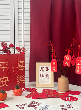 2025新年春节过年拍照装饰摆拍道具ins摄影背景布置网红复古挂件