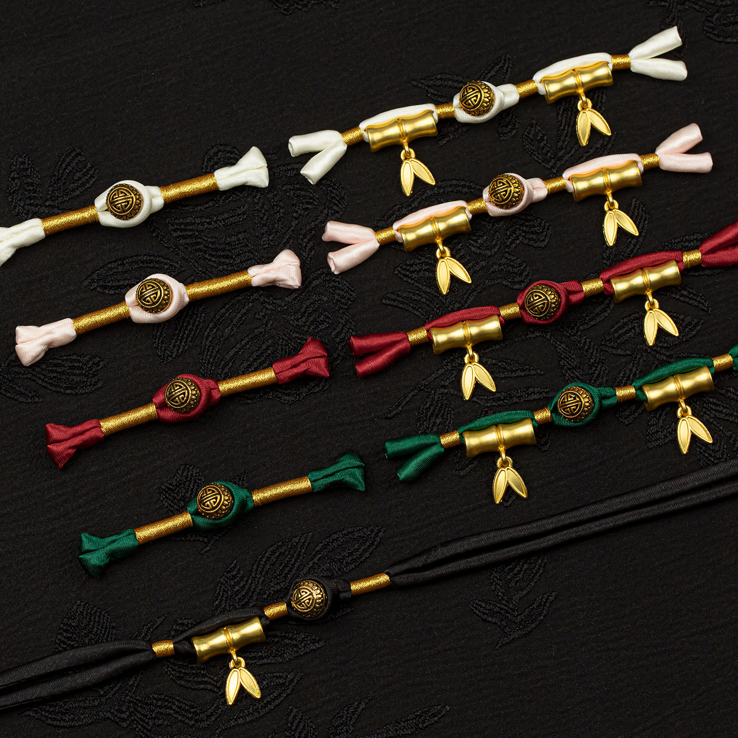 旗袍盘扣扣子双金竹节流苏一字扣新中式唐装汉服手工装饰纽扣辅料