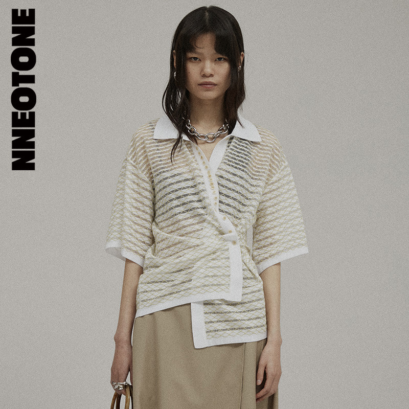 MOSEE精选 韩国设计师品牌NNEOTONE度假系列立体浮雕提花针织衬衫