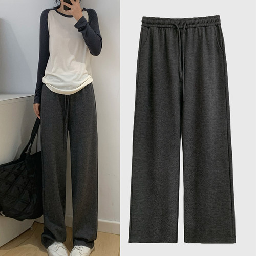 春秋薄款卫裤直筒阔腿裤女