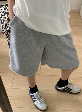 高腰灰色运动短裤女外穿五分卫裤夏薄款2025新款工装休闲阔腿裤子