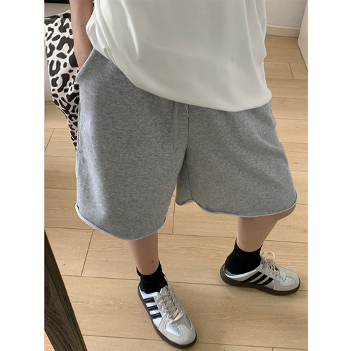 高腰灰色运动短裤女外穿五分卫裤夏薄款2026新款工装休闲阔腿裤子