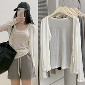 外套冰丝防晒罩衫 夏季 羊毛长袖 女白色空调衫 外搭上衣 轻薄天丝开衫