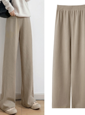 加绒加厚灯芯绒阔腿裤女2025年秋冬季高腰垂感雪尼尔直筒拖地裤子