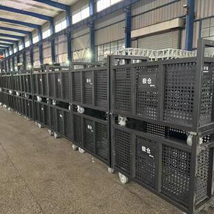 黑色线框婚庆手推静音万向轮带刹车线材收纳框周转框