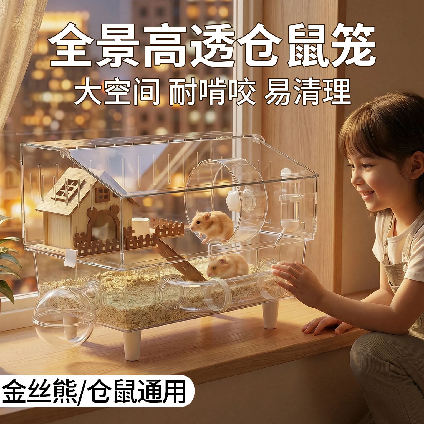 金丝熊仓鼠笼子超大别墅豪华方便清理专用亚克力透明防啃咬防越狱,宠物/宠物食品及用品,笼子,淘宝优惠券,粉丝福利购,淘宝优惠卷