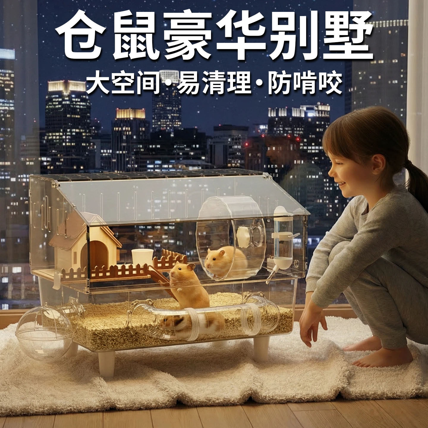 仓鼠豪华别墅金丝熊笼子专用亚克力透明防啃咬防越狱方便清理二层,宠物/宠物食品及用品,笼子,淘宝优惠券,粉丝福利购,淘宝优惠卷