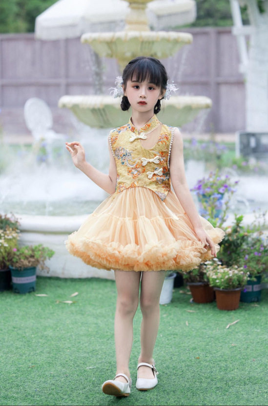 儿童幼儿园演出服新中式国风旗袍裙tutu裙蓬蓬裙女童公主裙连衣裙