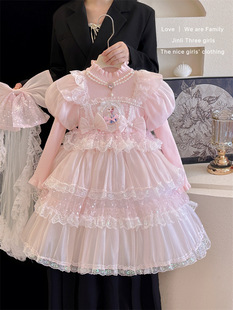 冰雪奇缘爱莎公主裙女童2025秋冬装儿童毛衣礼服生日蛋糕裙网纱裙