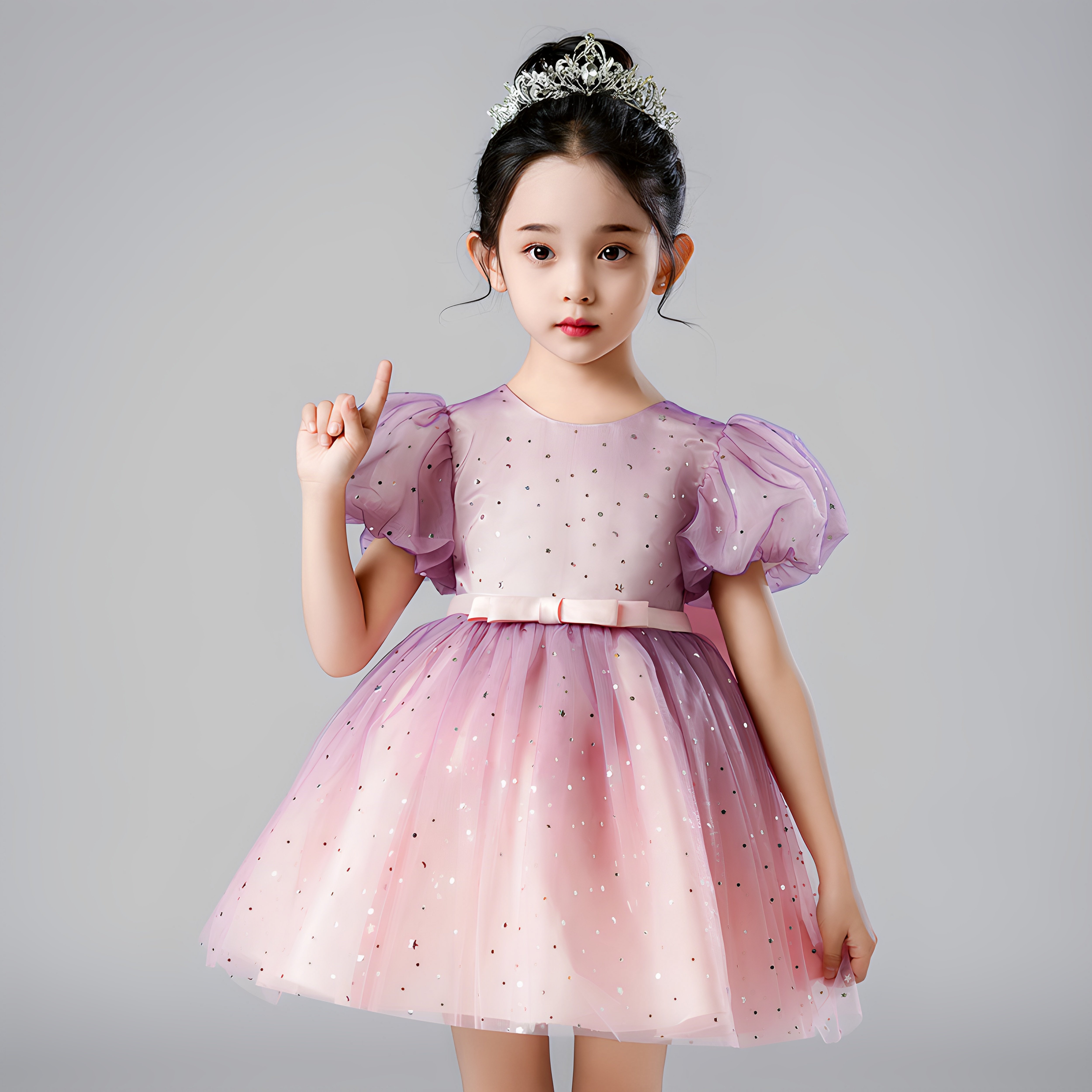 女小童蓬蓬纱幼儿园礼服周岁派对六一表演服公主裙花童钢琴演出服