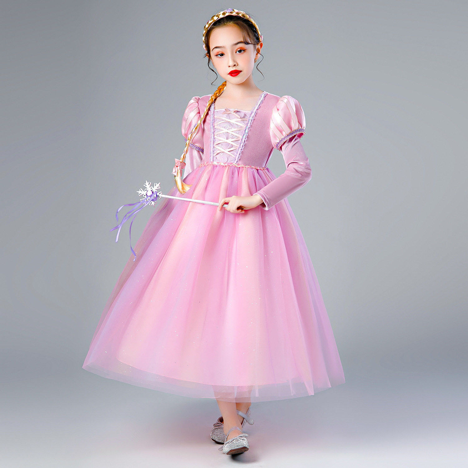 长发公主裙乐佩苏菲亚生日礼服裙表演服蓬蓬网纱裙冰雪奇缘爱莎裙